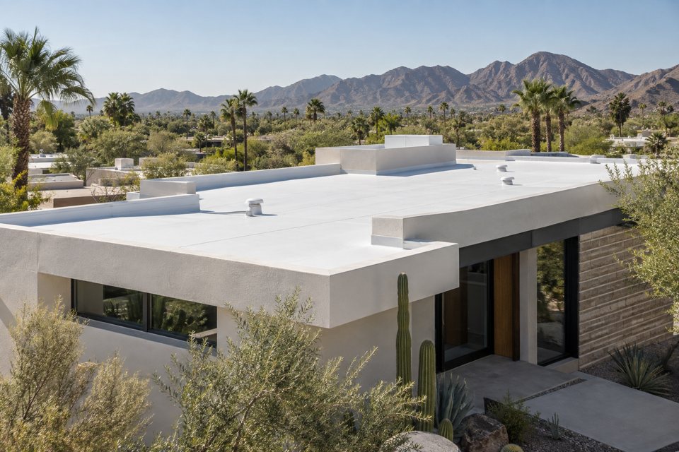 Flat white roof on a modern Phoenix home