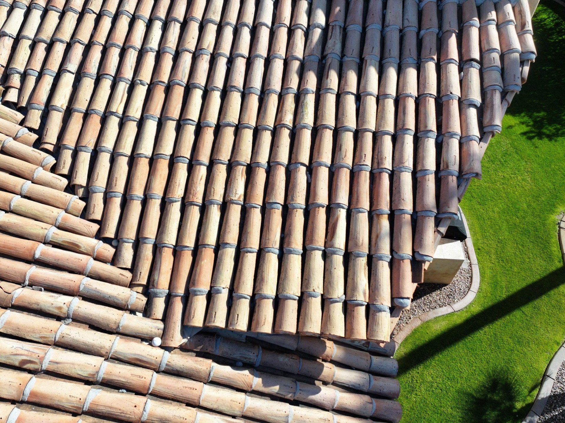 Two-piece mission clay tile, from above